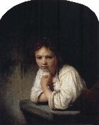 REMBRANDT Harmenszoon van Rijn Girl Leaning on a Window Sill china oil painting artist